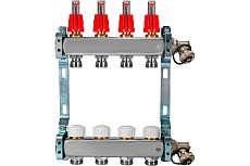 Коллекторная группа из нержавеющей стали ColSys 804R 4 выхода, с расходомерами, термостатическими и дренажными клапанами 1804R22504