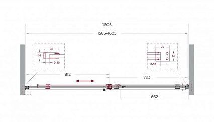 Душевая дверь BelBagno SOFT_CLOSE-2-BF-1-160-C-GM 160x200 прозрачная, оружейная сталь