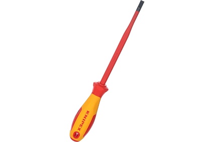 Отвертка Knipex SL6.5x1.2 шлицевая тонкая VDE, L лезвия 150 мм, 1000V, 2-комп. рук-ка KN-982065SL