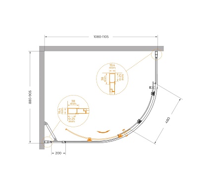 Душевой уголок Cezares MOLVENO-RH-1-110/90-C-GM-IV 110x90 прозрачный, оружейная сталь