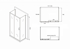 Душевой уголок Abber Schwarzer Diamant AG30140B-S80B-S80B 140x80 профиль черный (пристенный)