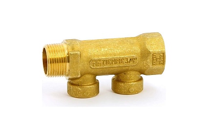 Коллектор Tiemme 2 отвода, 3/4"х1/2"В (латунь) 1910052 / 1932G050402