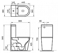 Унитаз-компакт BelBagno Sfera-R BB2141CPR/BB2141T безободковый