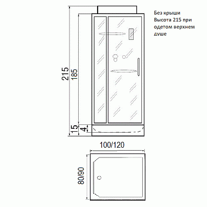 Душевая кабина River Tana 100x80 белый, прозрачное, без крыши