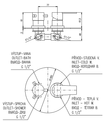 Смеситель для душа Rav Slezak Colorado CO386KCMATZ черный, золото