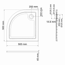 Поддон для душа WasserKRAFT Salm 27T01 90x90 четверть круга