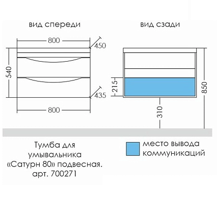 Мебель для ванной Санта Сатурн 80 см подвесная (рак. Classic 80)