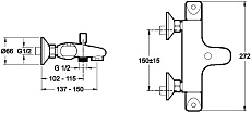 Смеситель для ванны Jacob Delafon Robust E75772-CP термостат