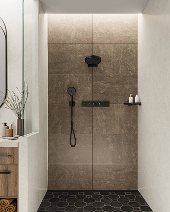 Смеситель для душа Hansgrohe RainSelect 15380670 с термостатом, матовый черный