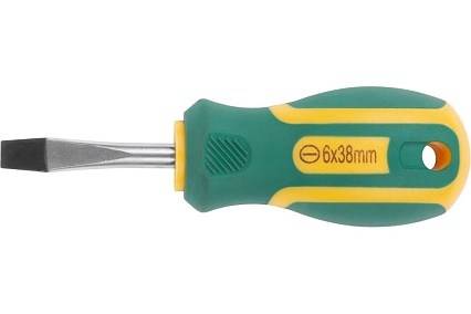 Отвертка FIT Контур CrV сталь, прорезиненная ручка SL6x38 мм 55206