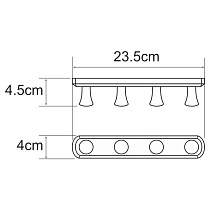 Крючок WasserKRAFT K-1074NICKEL, планка 4 крючка, никель