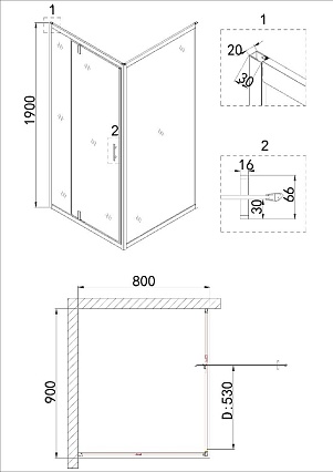 Душевой уголок Niagara Nova NG-43-9AG-A80G 90x80 прозрачный, золото