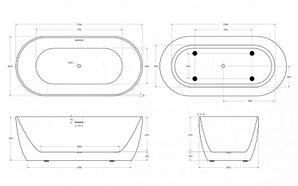 Акриловая ванна BelBagno BB413-1700-800 170x80 белый