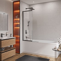 Шторка для ванны Cezares SLIDER-FIX-VF-11-90/150-C-NERO 90x150 прозрачная, черный матовый