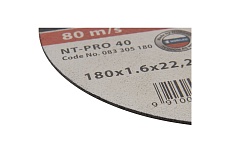 Диск отрезной по стали Inox NT-PRO 40 (180x1.6x22.2 мм) Norgau 083305180