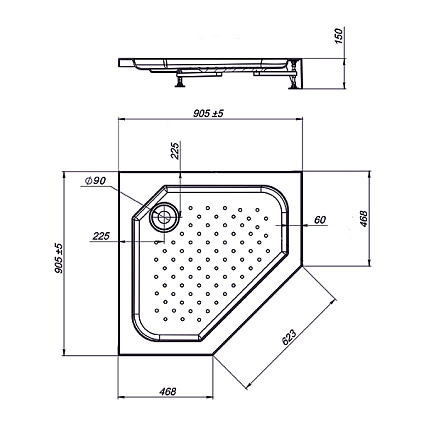 Поддон для душа Vincea VST-3AP 90x90 белый