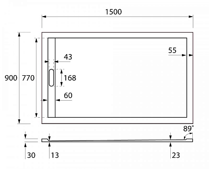 Поддон для душа Cezares TRAY-AS-AH-150/90-30-W 150x90 из мрамора