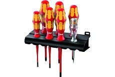 Набор диэлектрических отверток WERA VDE, индикатор напряжения, подставка, 7 предметов, WE-006480