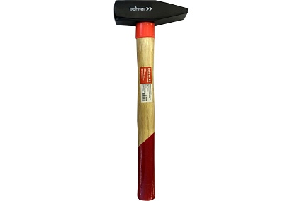 Слесарный молоток Bohrer 800 г, с деревянной рукояткой, квадратный боек, cталь 45 HRC 50-58, резиновое защитное кольцо 45012081