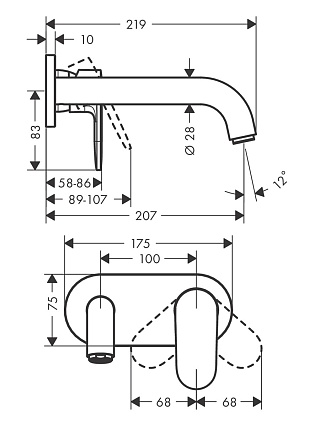 Смеситель для раковины Hansgrohe Vernis Shape 71578000, хром