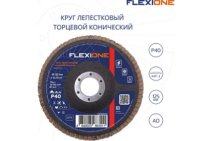Круг лепестковый конический Flexione 125x22.2 мм, Р40 10000498