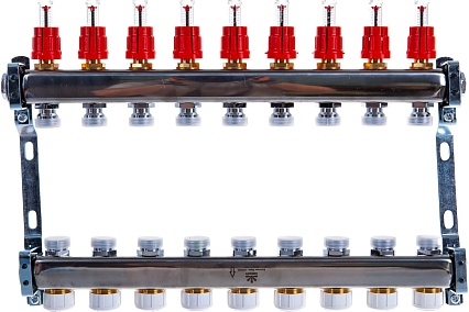 Коллекторный блок для теплого пола 1x3/4EU отв.-9 Gekon GK 74109