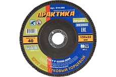 Круг лепестковый шлифовальный (150х22 мм; Р 40) Практика 919-266