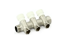 Коллектор Uni-Fitt НВ 1" 3х1/2" Н 40 мм никелированный с вентилями 404N4230