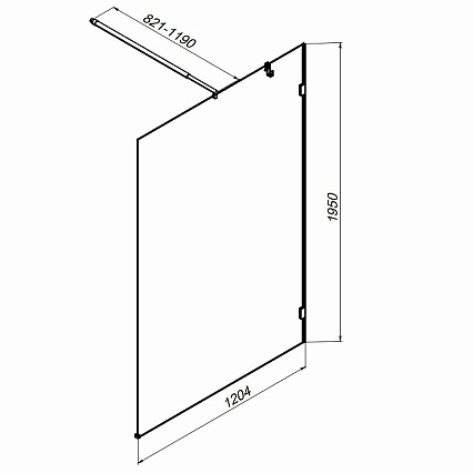 Душевая перегородка Am.Pm X-Joy W94WI-120-F1-MTE 120x195 черный матовый, прозрачное