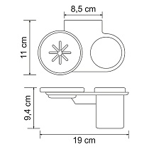 Держатель для стакана WasserKRAFT Kammel K-8326, с мыльницей