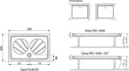 Поддон для душа Ravak Gigant Pro 120x90