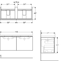 Тумба с раковиной Geberit Acanto 119 см песчаный