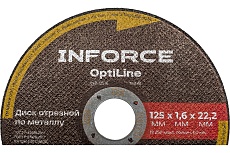 Диск отрезной по металлу OptiLine (125x1.6x22.2 мм) Inforce INB12516