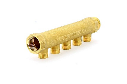 Коллектор Tiemme 5 отводов, 1"х1/2(16) (латунь) 1910011 / 1925G060405