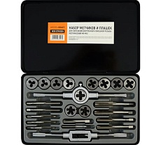 Набор метчиков и плашек М5-М12 Wiederkraft 24 предмета, метрическая резьба WDK-DTM3024