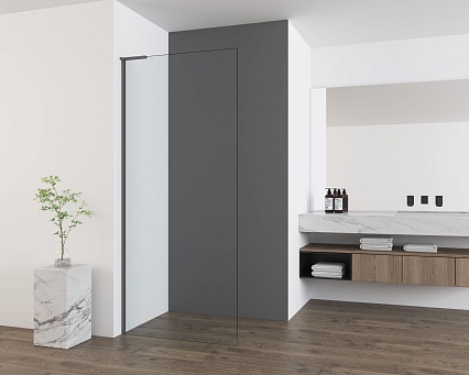 Душевая перегородка Vincea Волк-Ин (Walk-In) VSW-7HA900CLGM 90x200 вороненая сталь, прозрачное