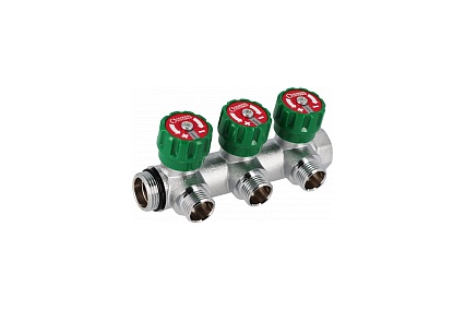 Коллектор Hoobs латунный хром 1" x 3/4" (евроконус) - 3 вых. 03105H