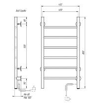 Полотенцесушитель электрический Domoterm Аврора DMT 109-6 40x80 EK ТЭН справа, хром