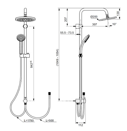 Душевая стойка Ideal Standard Idealrain Eco Evo A6943AA