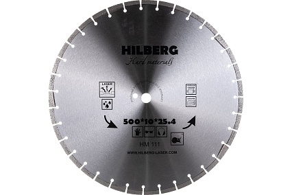 Диск алмазный отрезной сегментный Hard Materials Laser (500x25.4 мм) Hilberg HM111