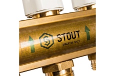Распределительный коллектор из латуни без расходомеров 11 вых. STOUT SMB 0468 000011