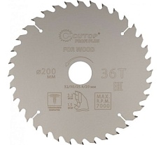 Диск пильный с тефлоновым покрытием по дереву Profi plus 200x1.5/2.2x32/30/25.4/20 мм, 36Т CUTOP 75-20036Т