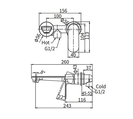 Смеситель для раковины Arrow ARM12848 хром