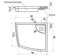 Поддон для душа Aquanet Iva 99x88 R
