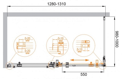 Душевой уголок Cezares STYLUS-O-M-AH-1-130/100-C-Cr 130x100 прозрачный