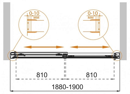 Шторка для ванны Cezares TANDEM-SOFT-VF-2-190/145-C-Cr-IV 190x145 прозрачная