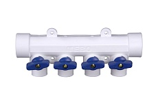 Коллектор с синими ручками TEBO PPR 32x20 4 выхода 030091214
