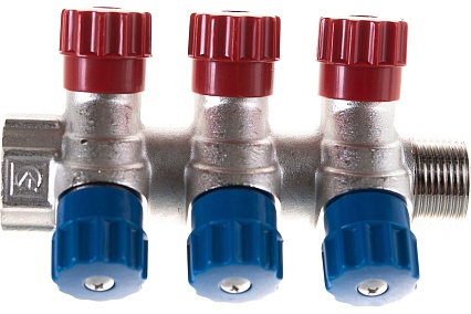 Комплект Valtec _15 VI7 Коллектор с вент. 3 вых.х3/4x1/2 НР, никель VTc.560.N.0503+ Адаптер д/коллектора /конус-плоскость/ 1/2 VTc.701.N.04 VT.VI7.K15.5600503.701