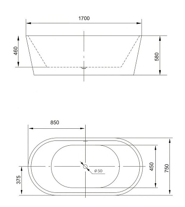 Акриловая ванна Art&Max AM-203-1700-750 170x75