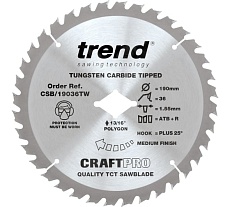 Пильный диск 190 мм 36 зубьев Trend CSB/19036TW